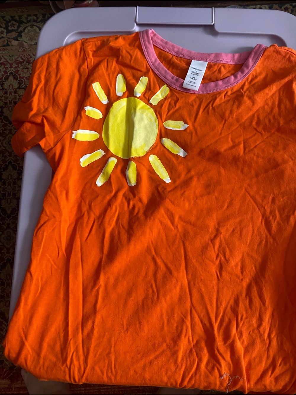 Nordstrom Orange Kids T-Shirt with Pink Trim and Yellow Sun